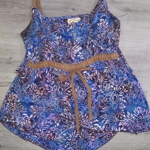 Kura Kura | Asymmetrical Blue Printed Tank Sz XL